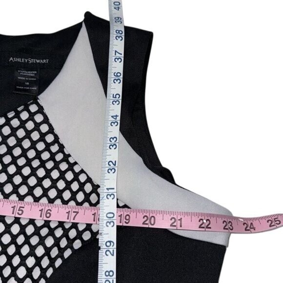 Ashley Stewart Black/White Sleeveless Mesh Panel Dress Size 18 Polyester/Spandex - Picture 4 of 8